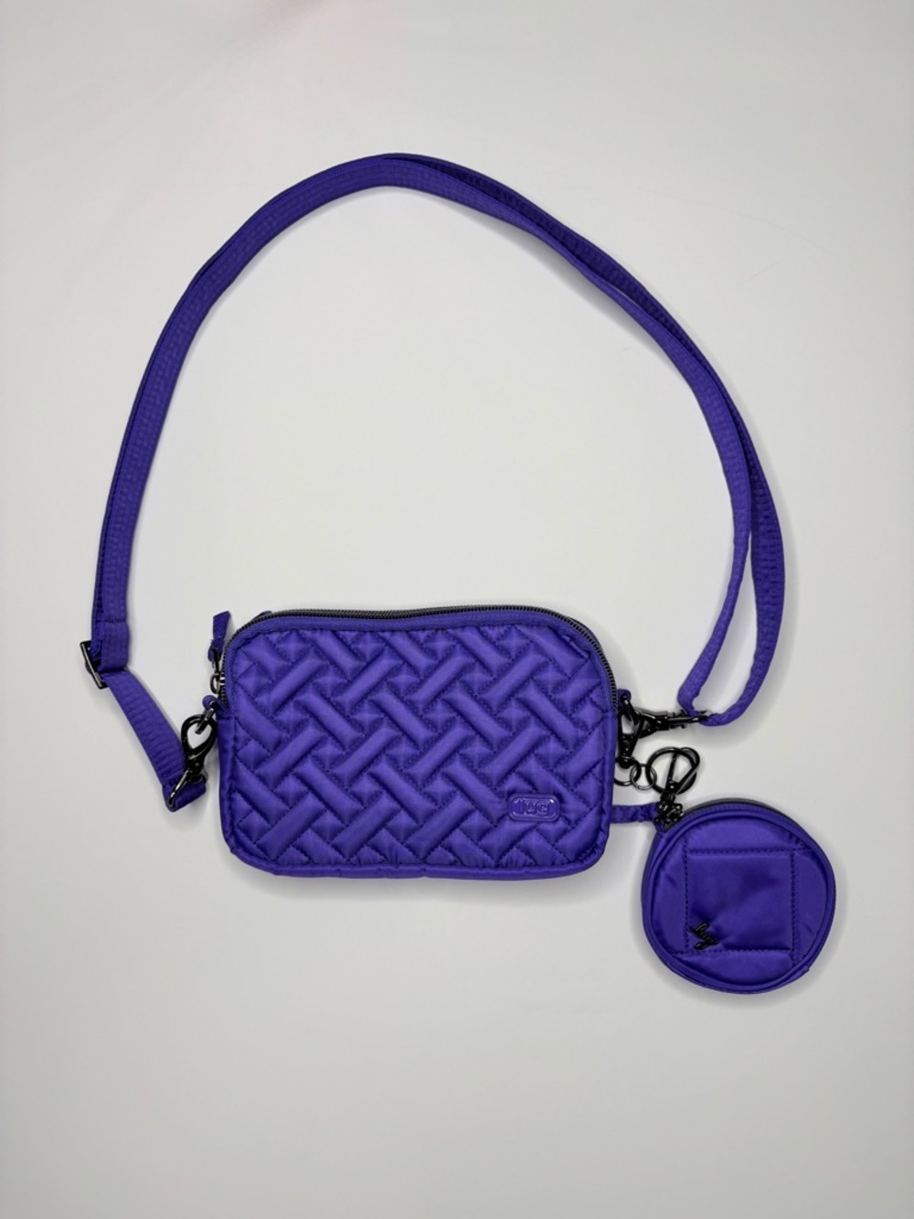 Lug Coupe Convertible Crossbody Violet Purple Belt Bag and Circle Coin Pouch